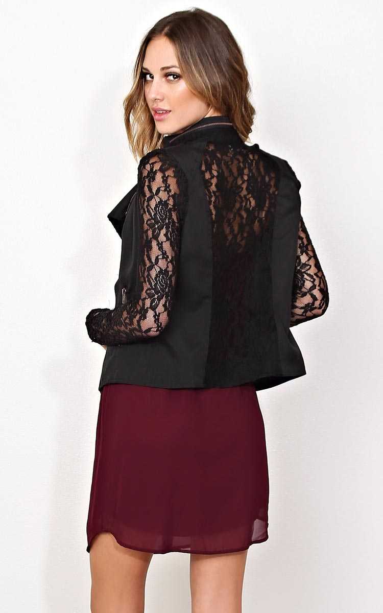 Rebellious Lace Woven Jacket - SML - Black in Size Small by Styles For Less