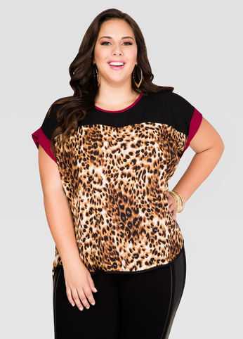 Animal Print Cross Back Tee