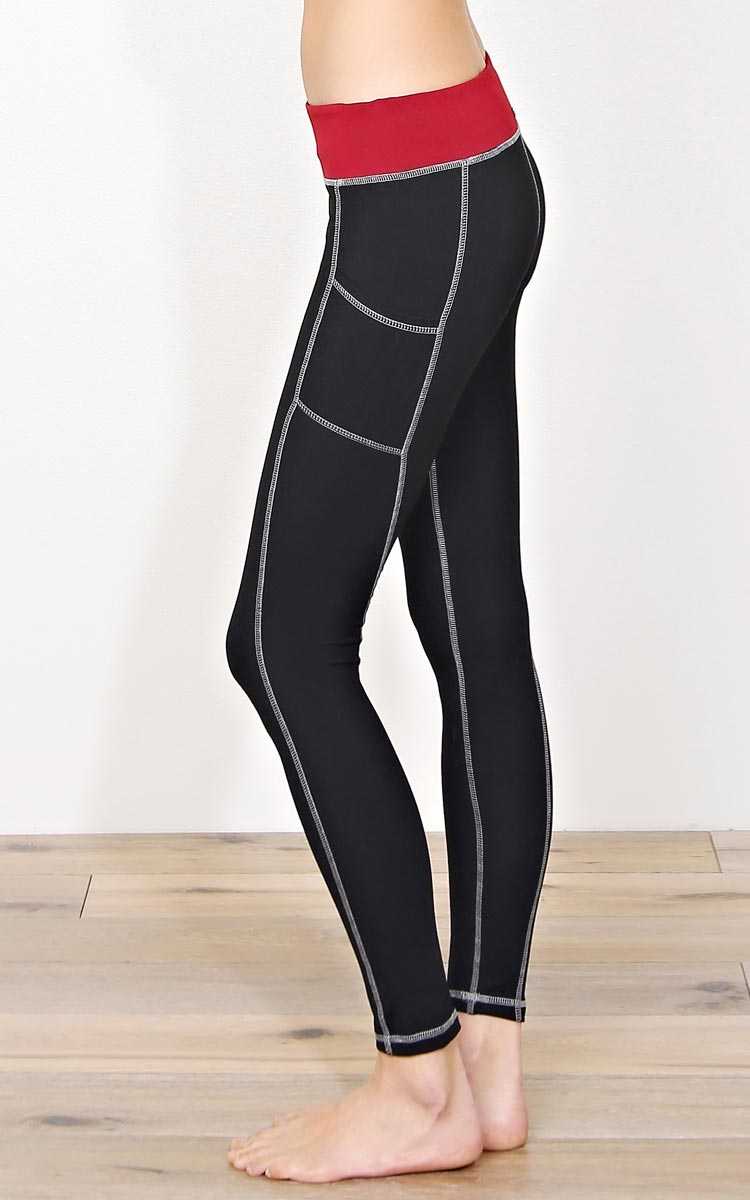 High Intensity Workout Leggings - MED - Wine Combo in Size Medium by Styles For Less
