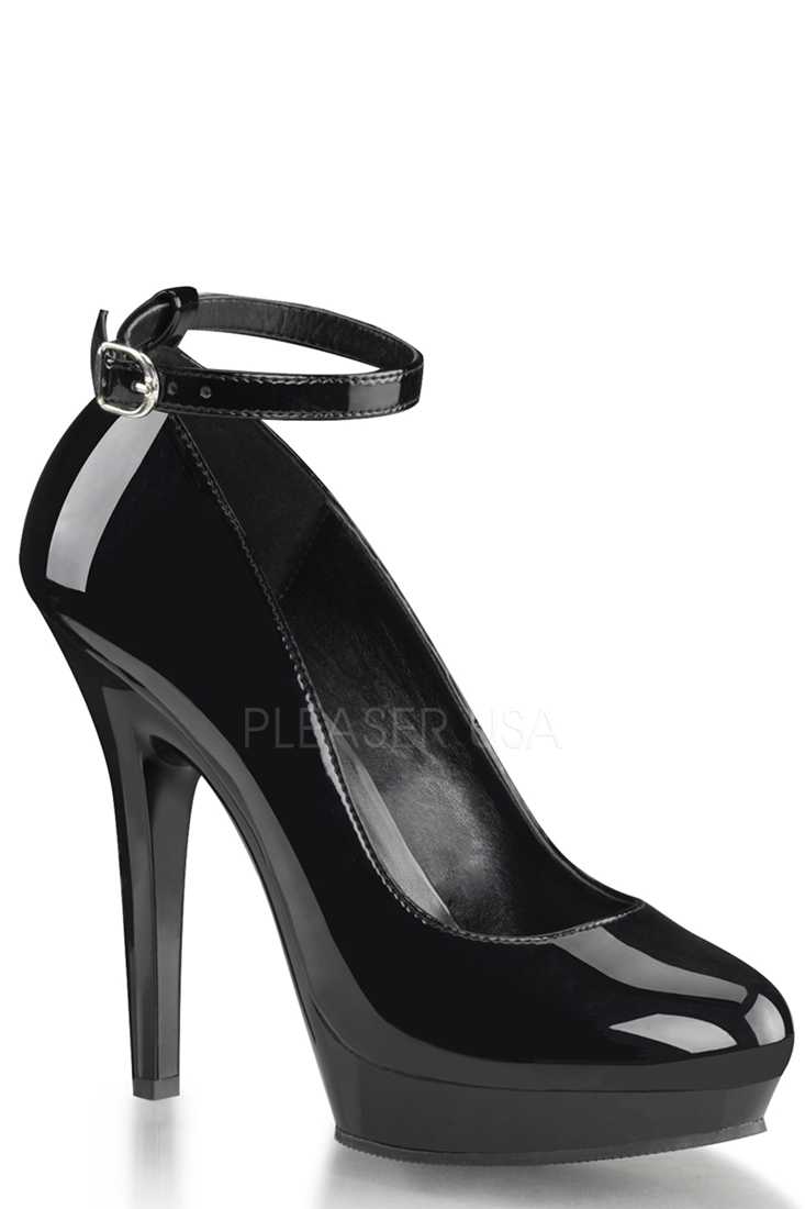 Black Ankle Strapped High Heels Patent