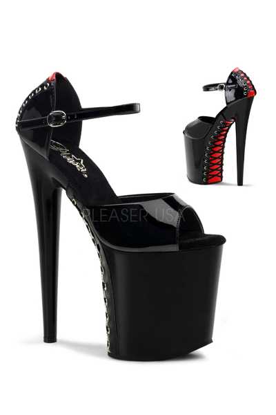 Black Red Patent Corset Platform High Heels
