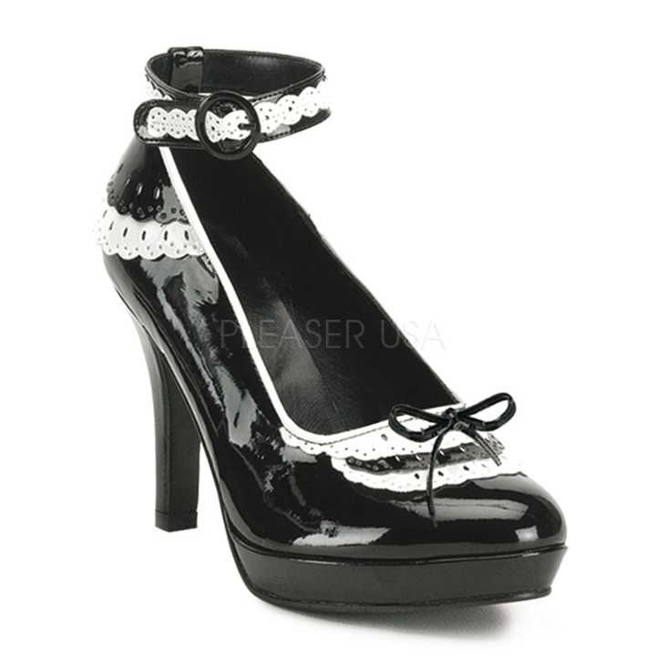 Black White Two Tone Patent Faux Leather High Heels