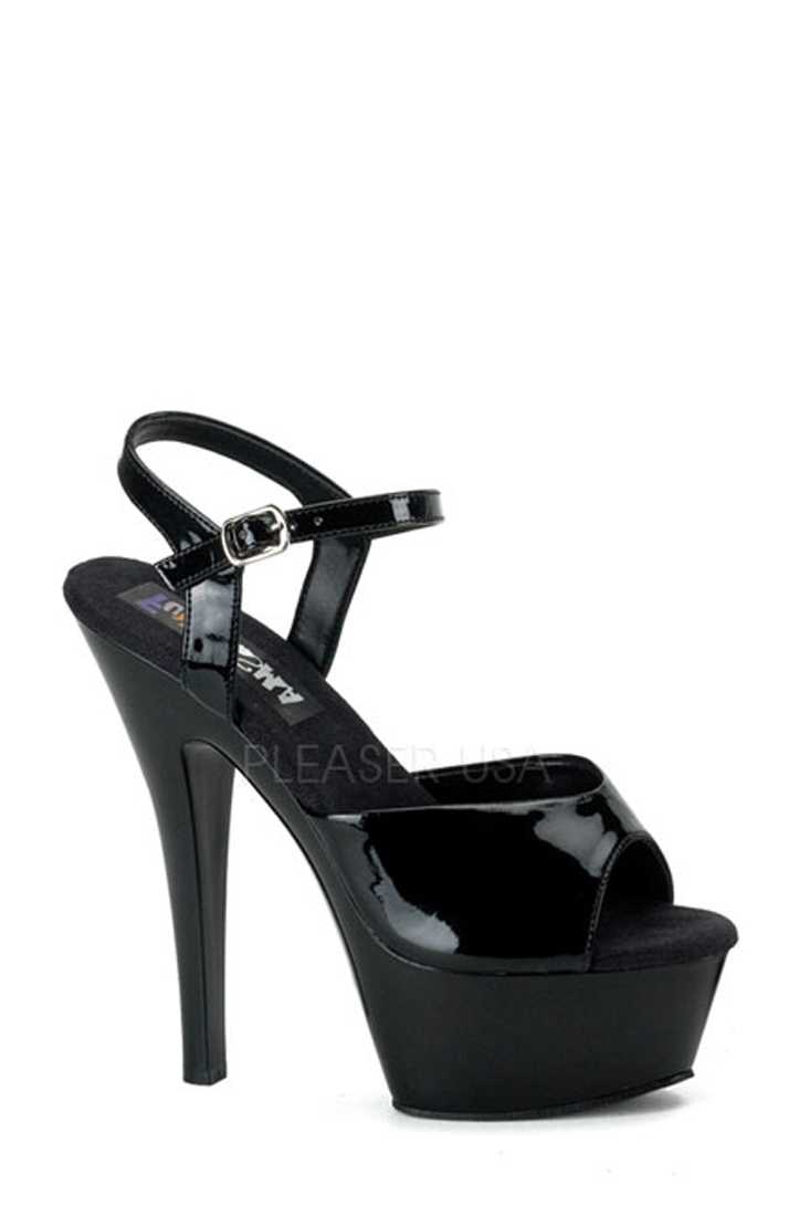 Black Peep Toe Platform High Heels Patent
