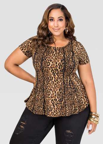 Animal Piped Peplum Top