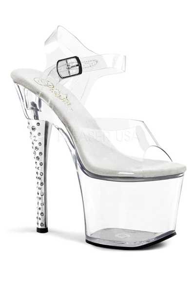 Clear Strappy Rhinestone High Heels