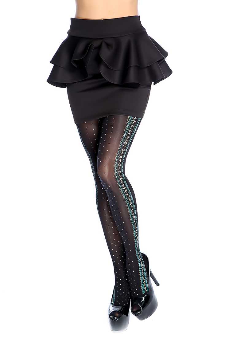 Black Grapghic Print Closed Toe Leggings