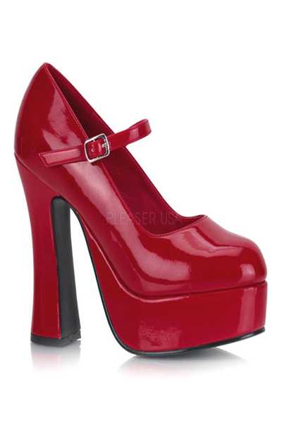 Red Patent Faux Leather Maryjane High Heels