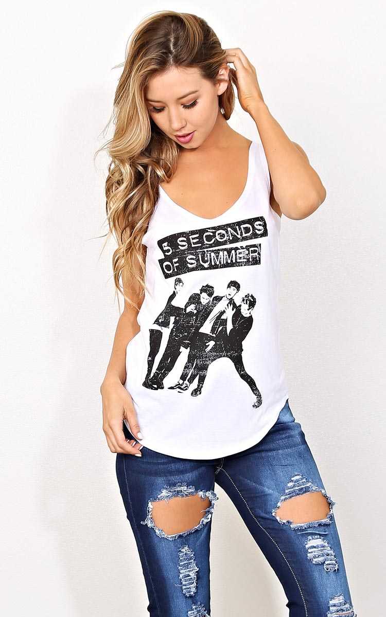 5 SECONDS OF SUMMER Knit Tank - - White in Size by Styles For Less