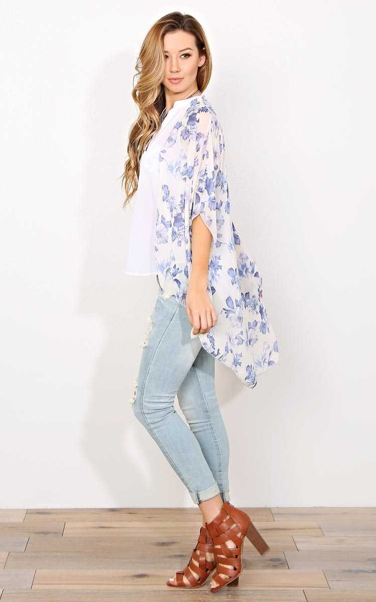 Watercolor Floral Woven Wrap - - Ivory Combo in Size by Styles For Less