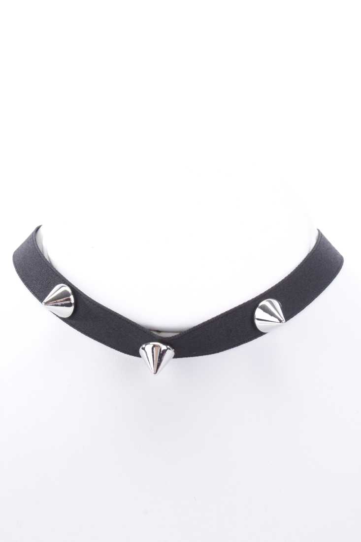 Black Spike Studded Detail Choker Necklace