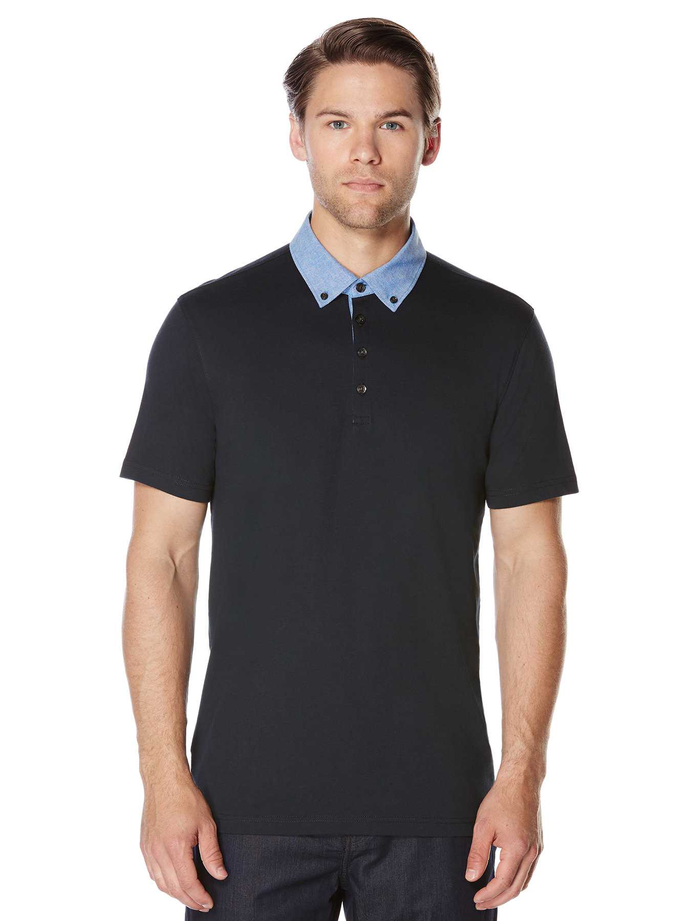 Perry Ellis Short Sleeve Woven Collar Polo