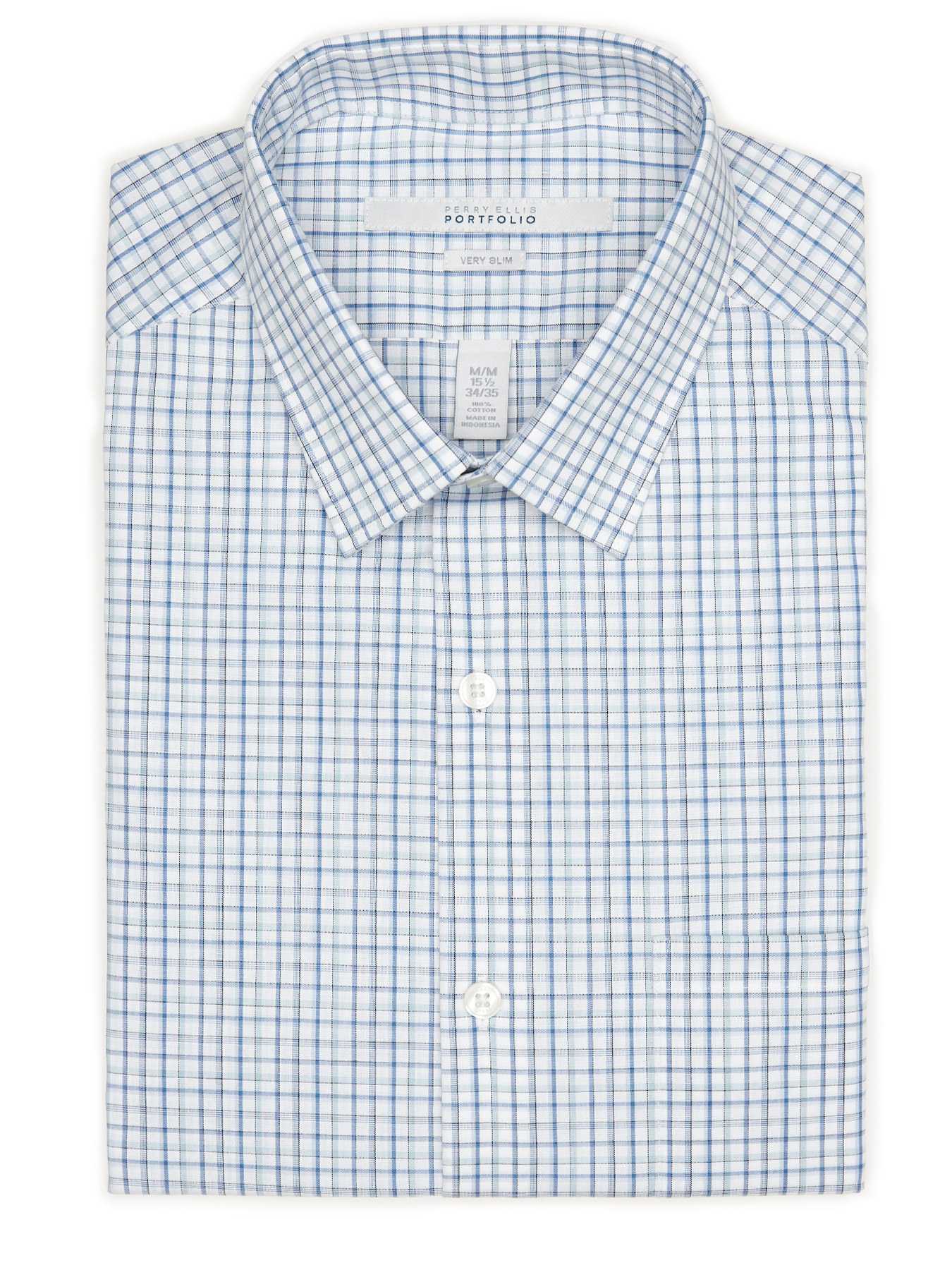 Perry Ellis Very Slim Windowpane Dress Shirt