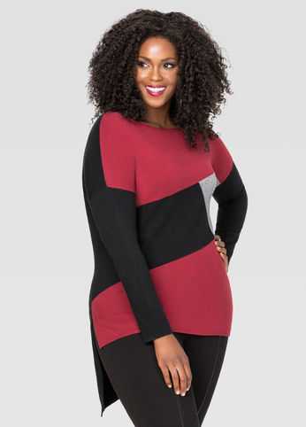 Colorblock Hi-Lo Sweater