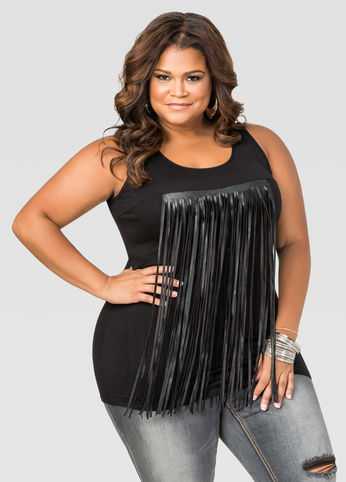 Fringe Trim Scoop Neck Tank