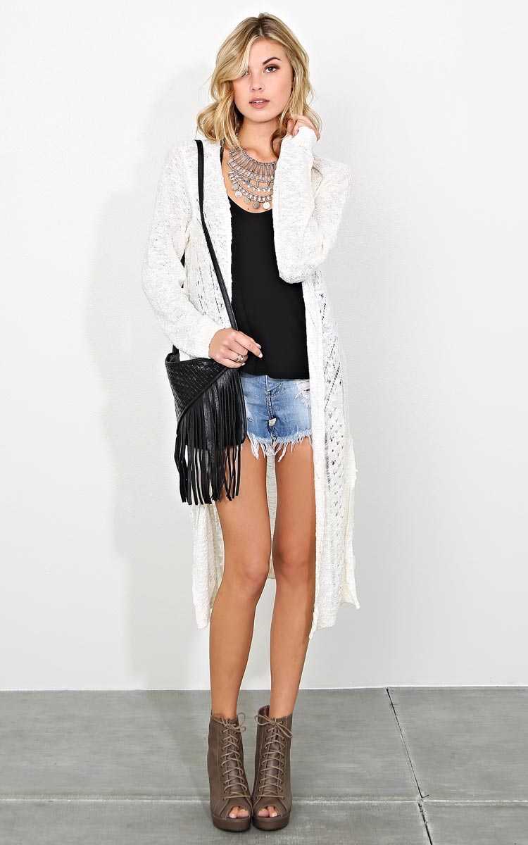 Mammoth Mornings Knit Duster - XLGE - Ivry/Natrl in Size X-Large by Styles For Less