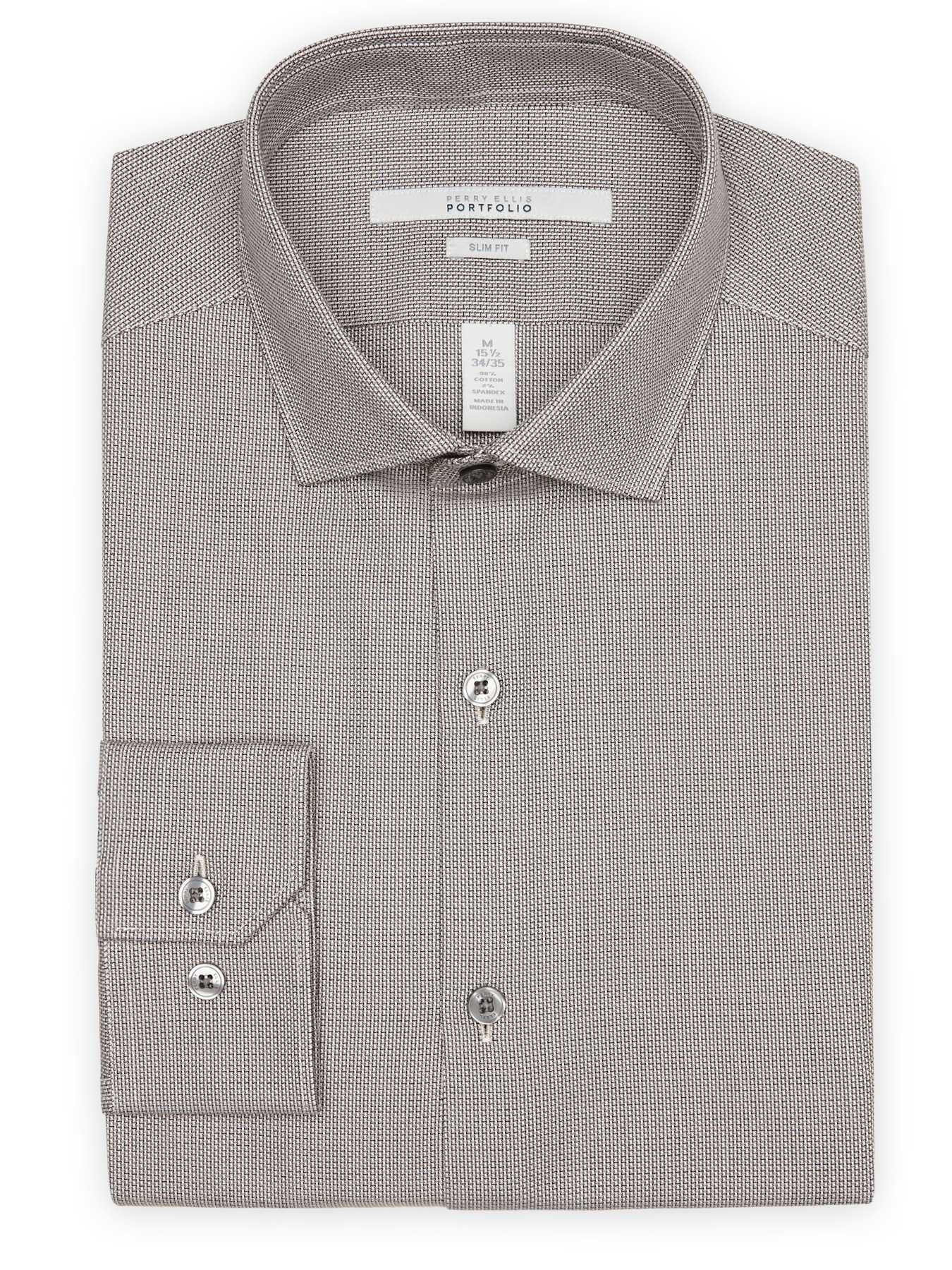 Perry Ellis Slim Fit Oxford Check Dress Shirt