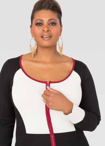 Colorblock Basic Zip Cardigan