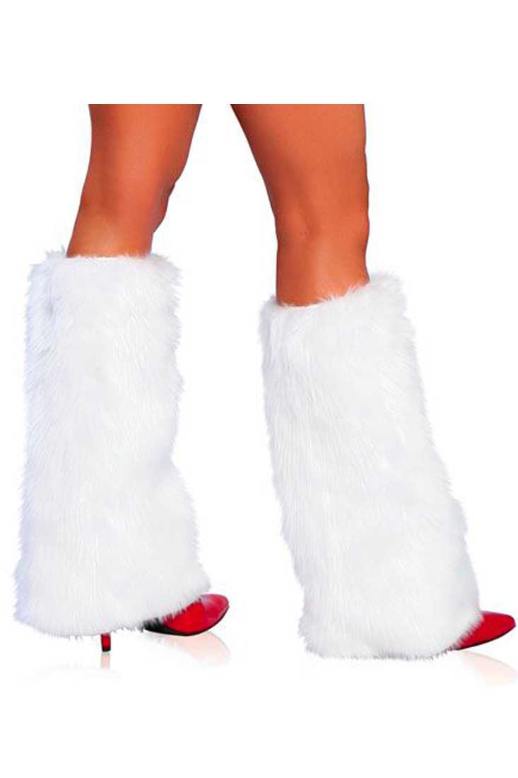 White Faux Fur Leg Warmers