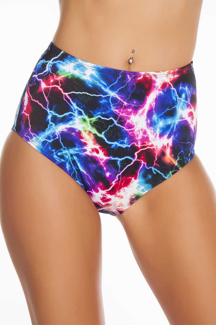 Electric Printed High-Waisted Shorts