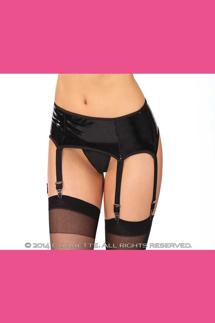 Black Wet Look Garter Belt