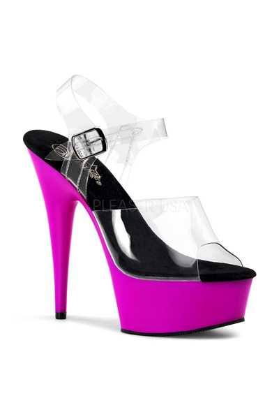 Clear Neon Purple UV Platform High Heels