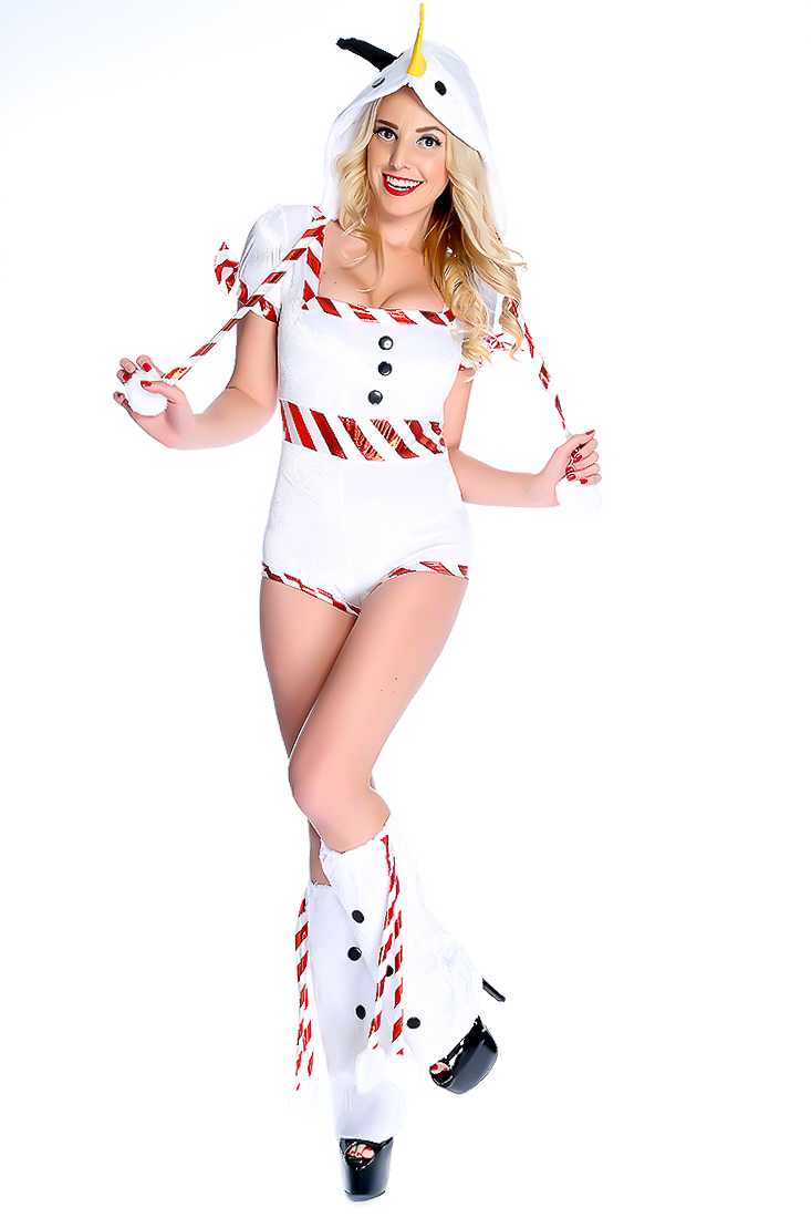 White Red 3 Piece Snowman Holiday Costume