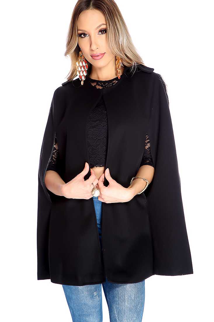 Stylish Black Open Front Cape