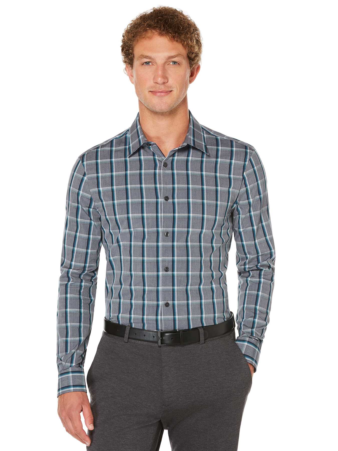 Perry Ellis Multi Color Heather Plaid Shirt