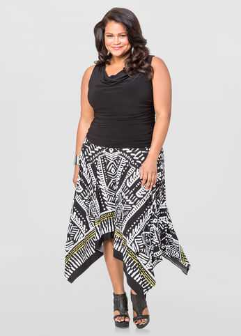 Drape Neck Hanky Hem Dress