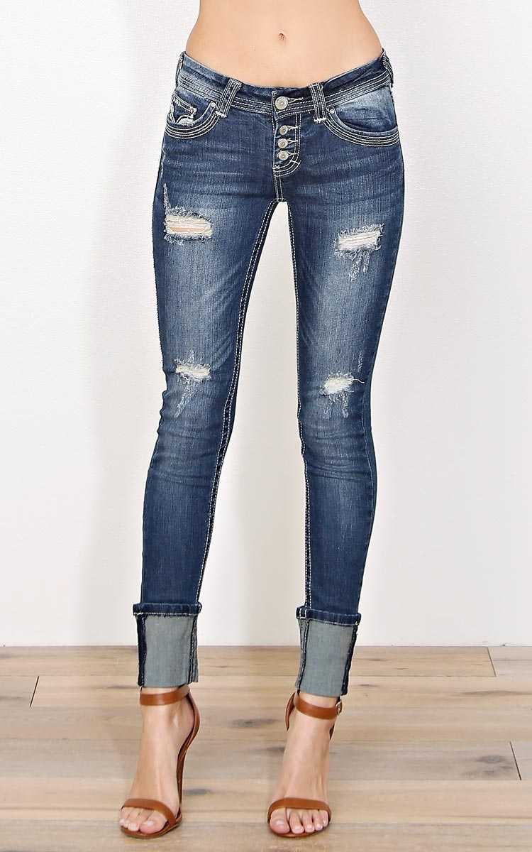 Andie Denim Skinny Jeans - Med Destroyed in Size by Styles For Less