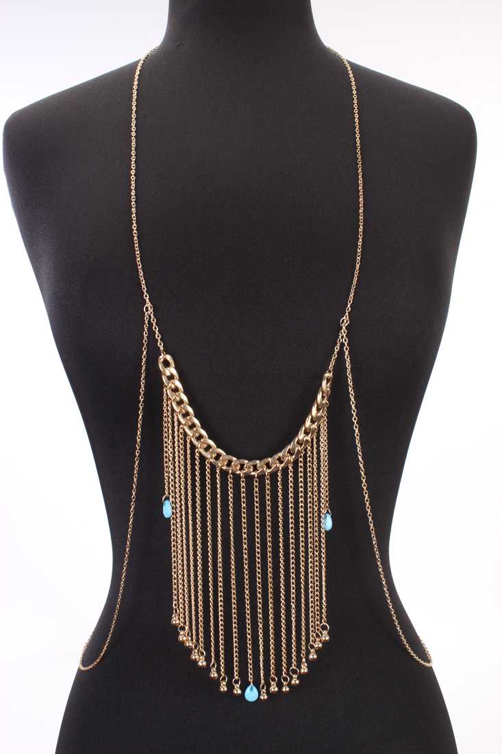 Gold Draped Beaded Cute Chunky Chain Body Chain