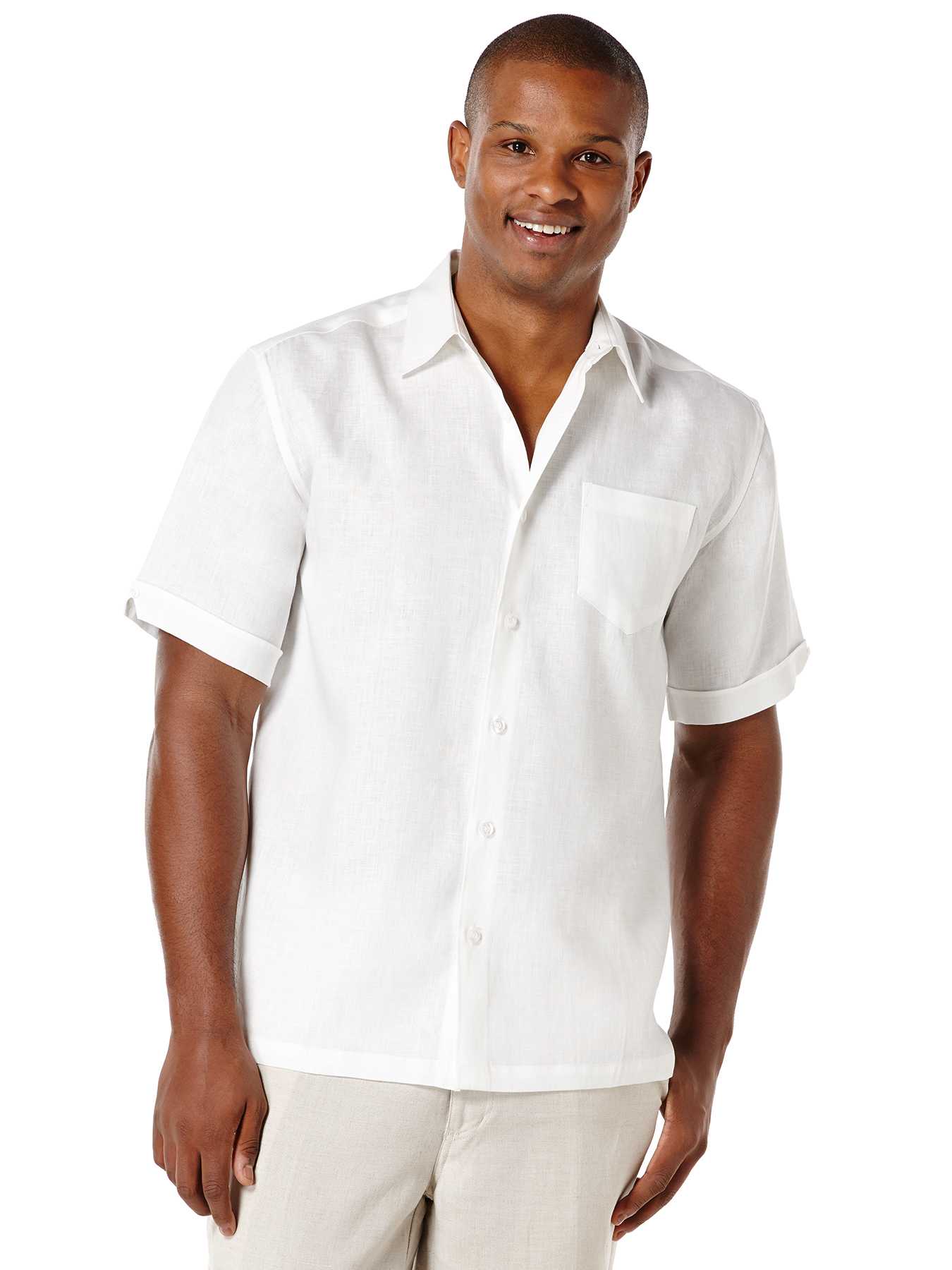 Cubavera 100% Linen Short Sleeve 1 Pocket Cross Dye Shirt
