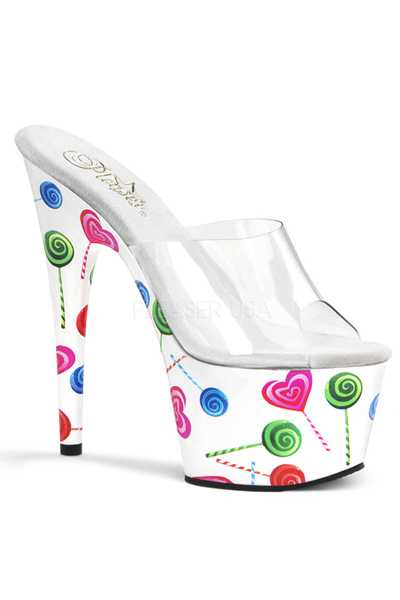Clear White Lollipop Printed Platform High Heels