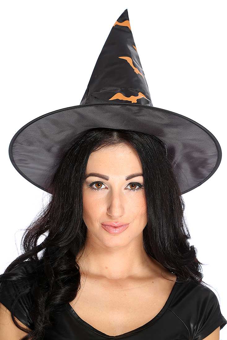 1 PC Black Bat Print Witch Hat