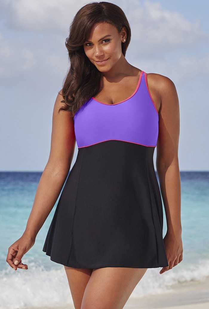 Plumeria Colorblock Swimdress