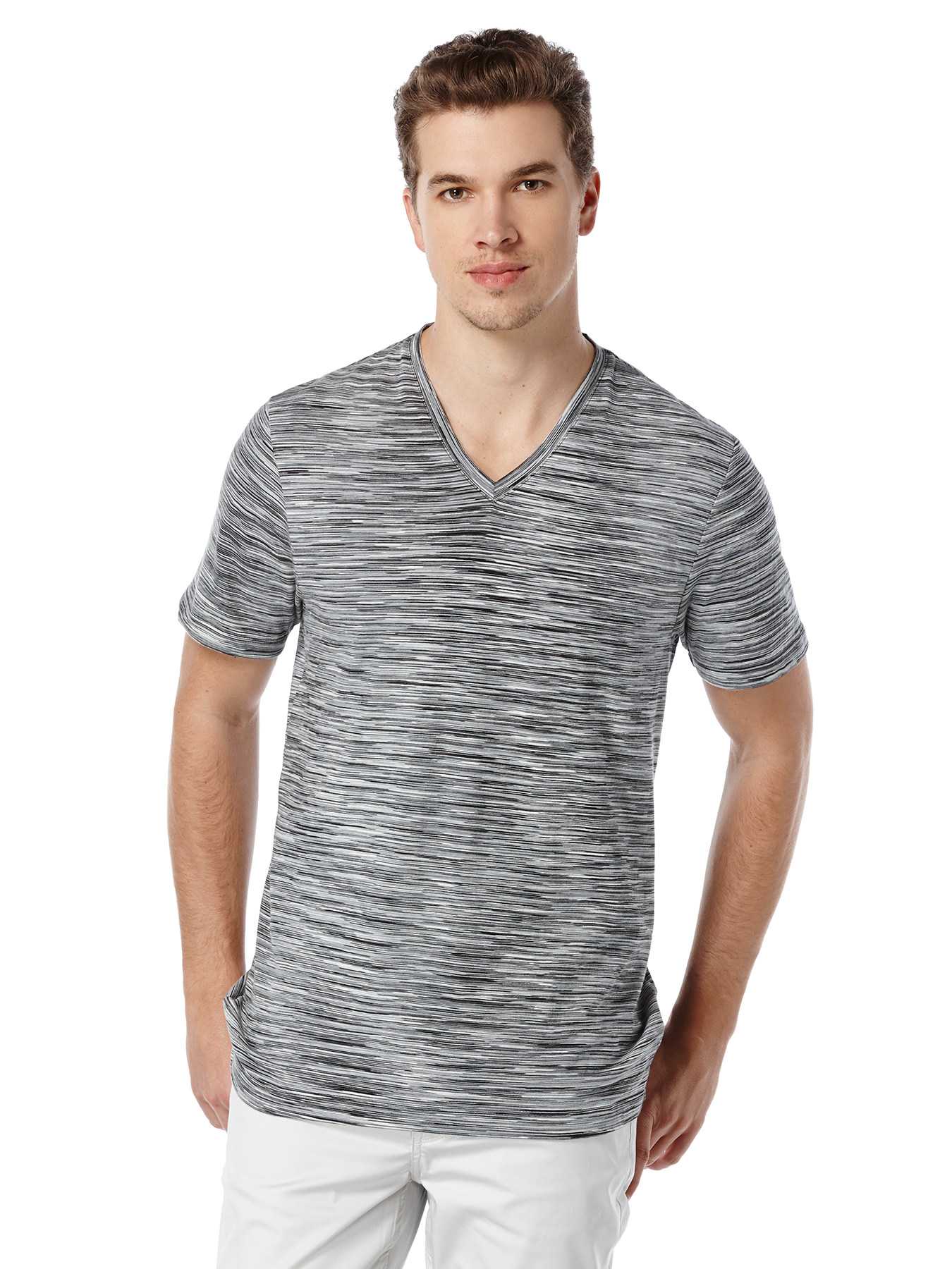 Perry Ellis Short Sleeve Space Dyed V-Neck Shirt