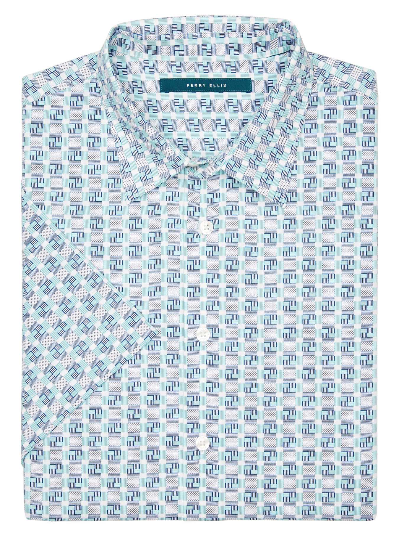 Perry Ellis Short Sleeve Patchwork Shirt