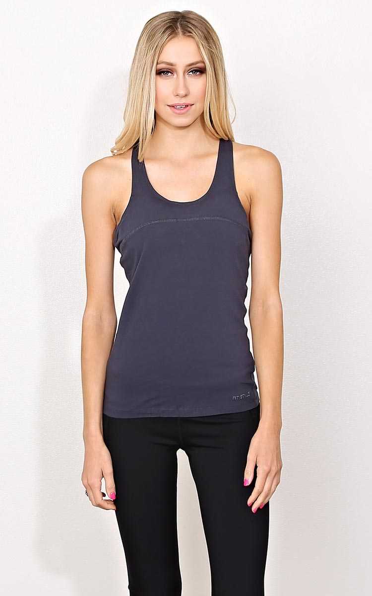 Charcoal Gym Motivation Knit Tank - - Med Grey in Size by Styles For Less