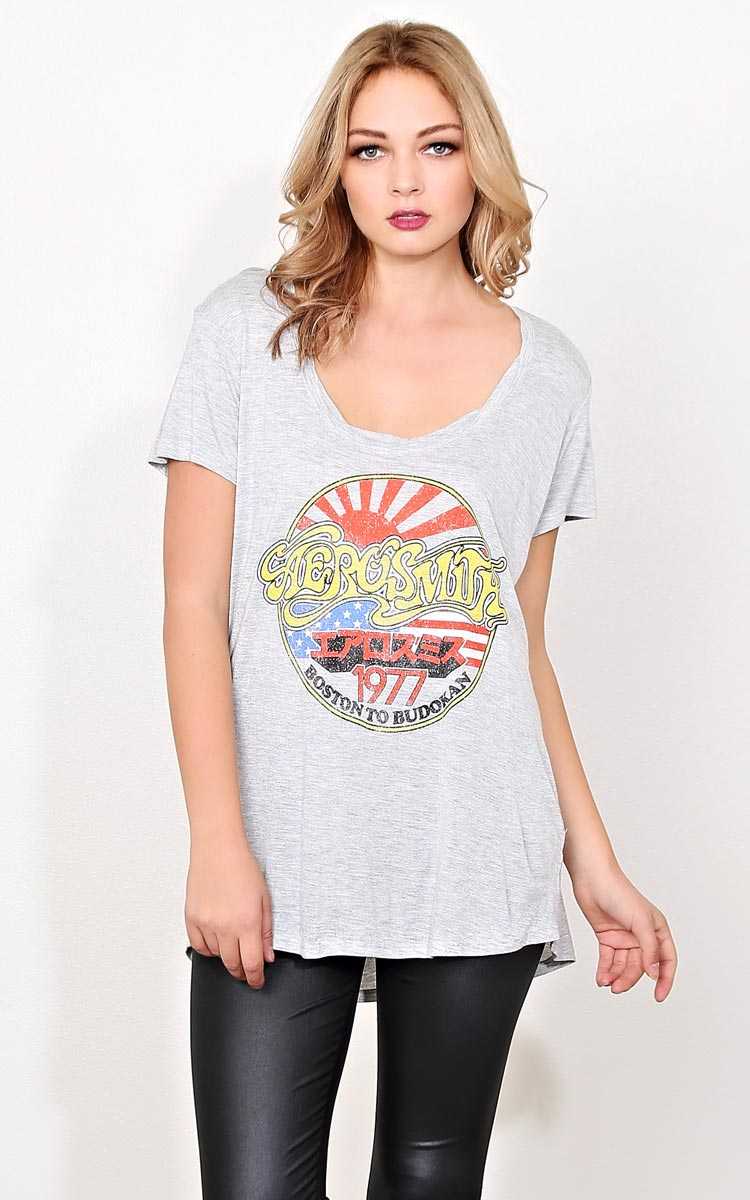 AEROSMITH 1977 Graphic Tee - MED - Heather in Size Medium by Styles For Less