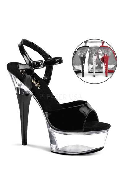 Clear Black Patent Rhinestone High Heels