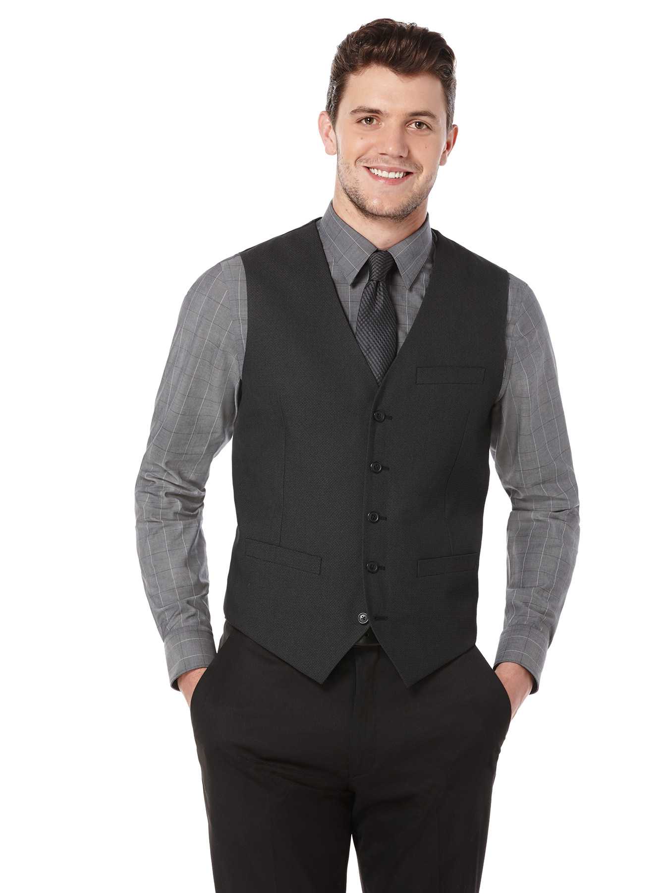 Perry Ellis Slim Fit Textured Party Suit Vest