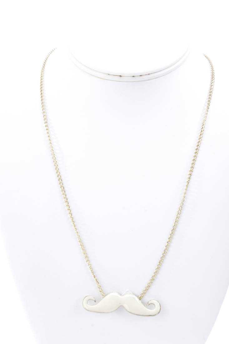 Cream Gold Lacquer Finished Mustache Necklace