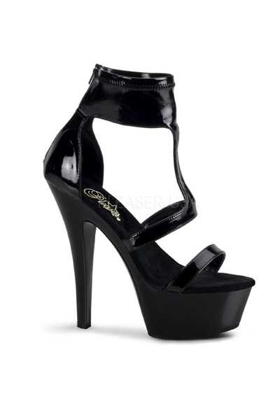 Black Patent Strappy Open Toe High Heels