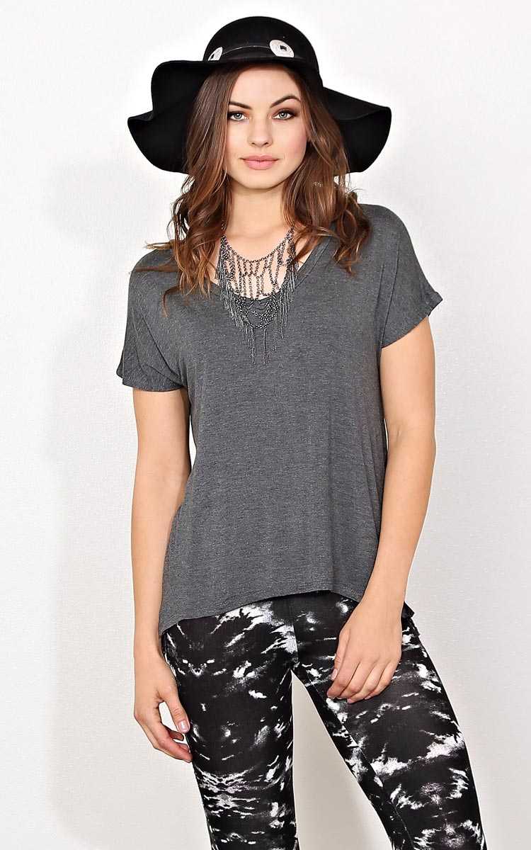 Charcoal Grey On The Run Knit Top - SML - Charcoal in Size Small by Styles For Less