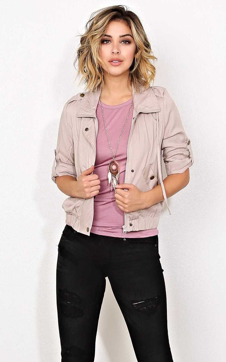 Khaki Spring Nights Woven Bomber Jacket - - Khaki in Size by Styles For Less