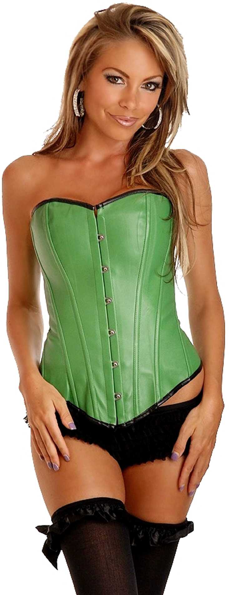 Green Ravewear Faux Leather Corset