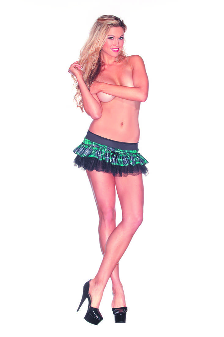 Green Plaid Sexy Rave Mini Skirt