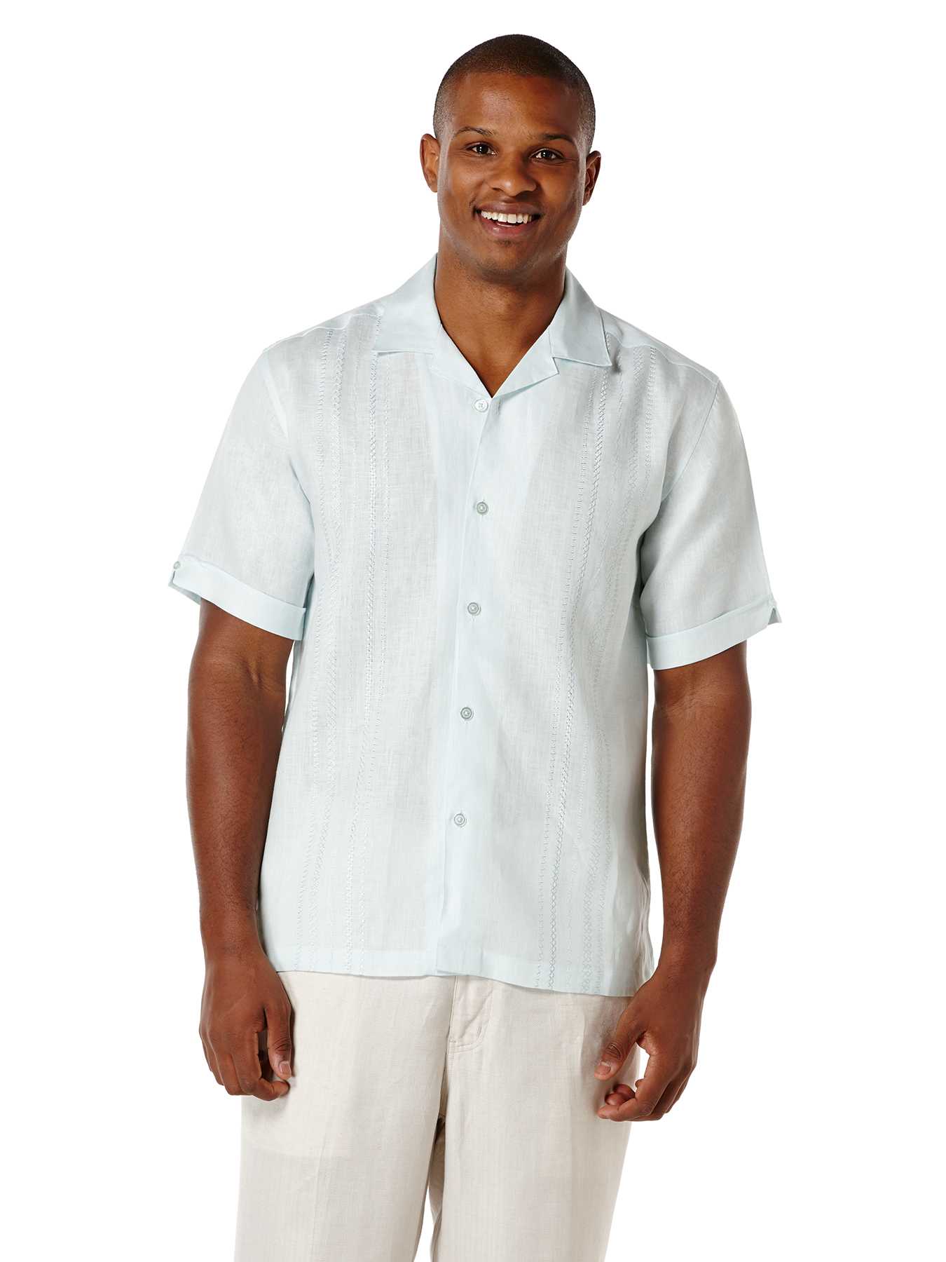 Cubavera 100% Linen Short Sleeve Embroidered Shirt