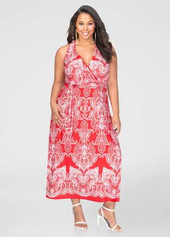 Bandana Print Halter Maxi Dress