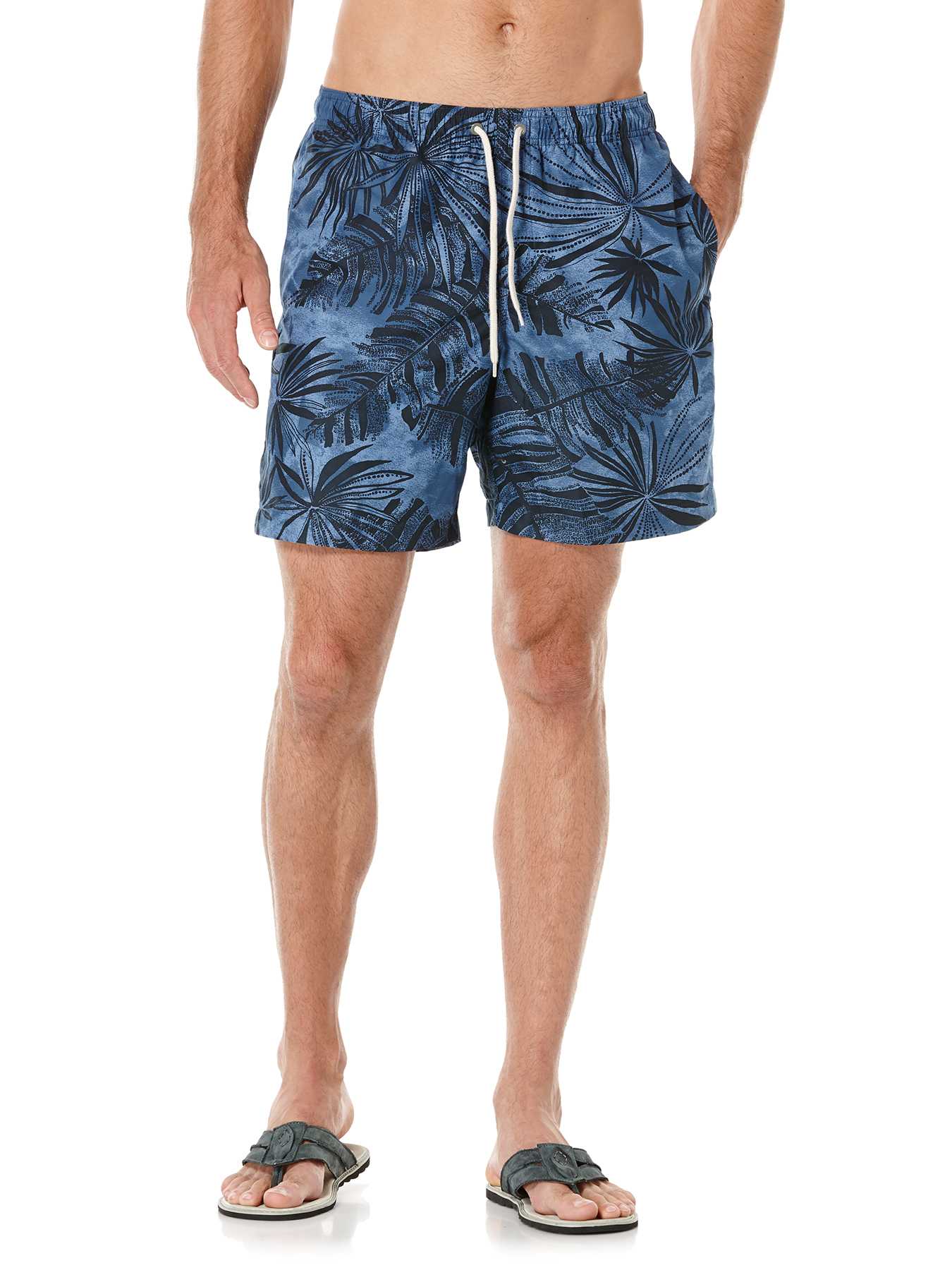 Cubavera Full Elastic Leaf Print Swim Short
